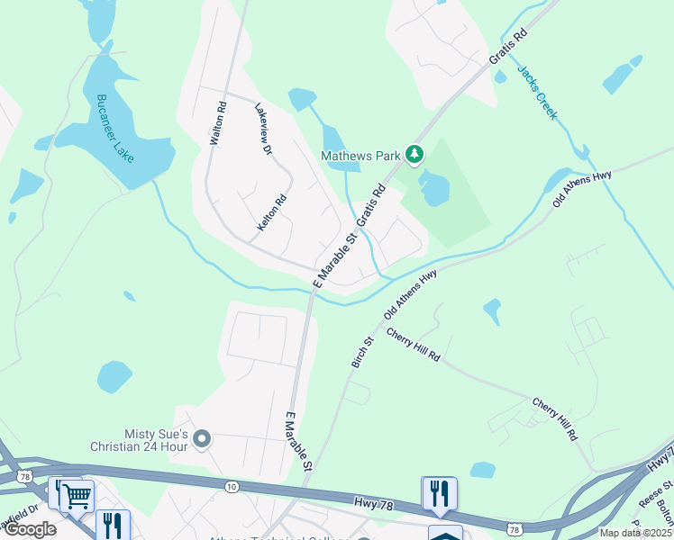 map of restaurants, bars, coffee shops, grocery stores, and more near 804 Marable Street in Monroe