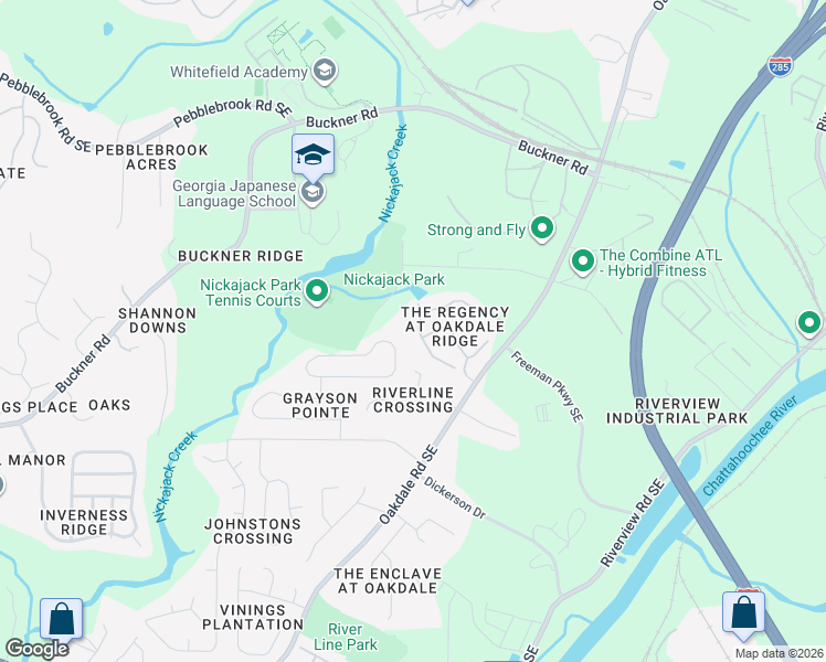 map of restaurants, bars, coffee shops, grocery stores, and more near 1703 Fair Oak Way in Mableton