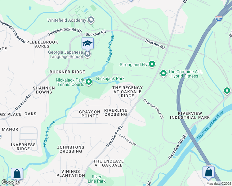 map of restaurants, bars, coffee shops, grocery stores, and more near 1703 Fair Oak Way in Mableton