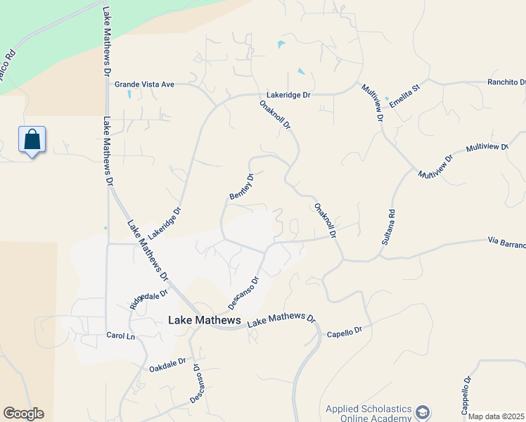 map of restaurants, bars, coffee shops, grocery stores, and more near 20976 Bentley Drive in Perris