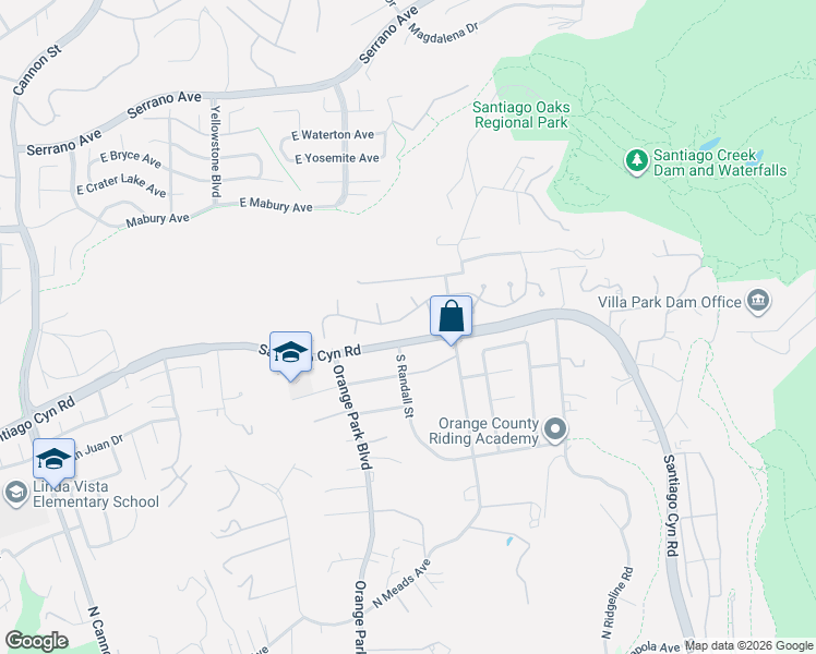 map of restaurants, bars, coffee shops, grocery stores, and more near 1582 White Alder Circle in Orange