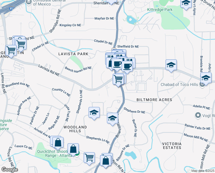map of restaurants, bars, coffee shops, grocery stores, and more near 1274 Enidurgh Court in Atlanta