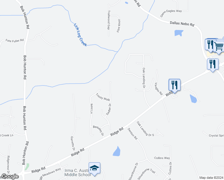map of restaurants, bars, coffee shops, grocery stores, and more near 250 Sadler Drive in Douglasville