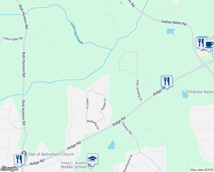 map of restaurants, bars, coffee shops, grocery stores, and more near 250 Sadler Drive in Douglasville