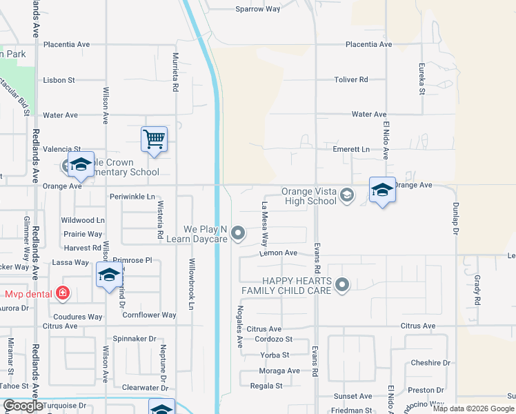 map of restaurants, bars, coffee shops, grocery stores, and more near 1060 Fortuna Street in Perris