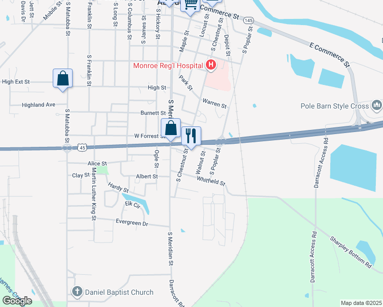 map of restaurants, bars, coffee shops, grocery stores, and more near 808 S Chestnut St in Aberdeen