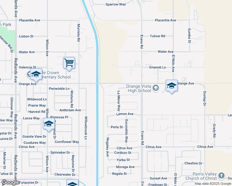 map of restaurants, bars, coffee shops, grocery stores, and more near 1060 Fortuna Street in Perris
