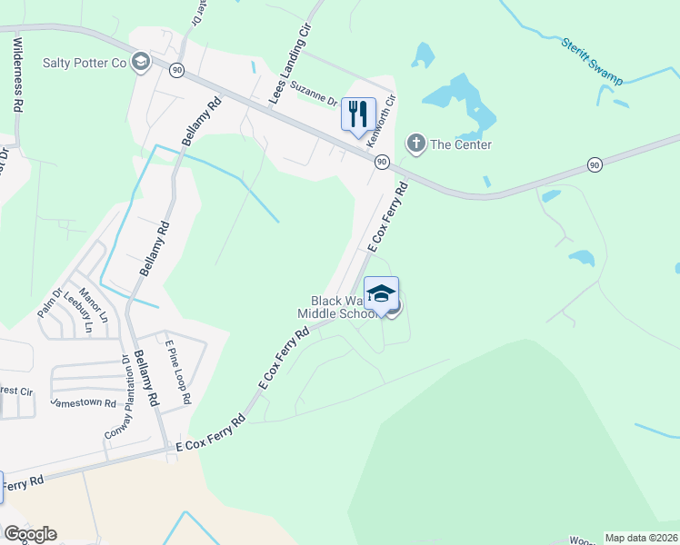 map of restaurants, bars, coffee shops, grocery stores, and more near 339 Angler Court in Conway