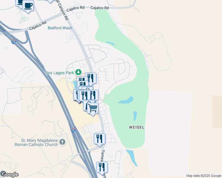 map of restaurants, bars, coffee shops, grocery stores, and more near 4470 Cabot Drive in Corona