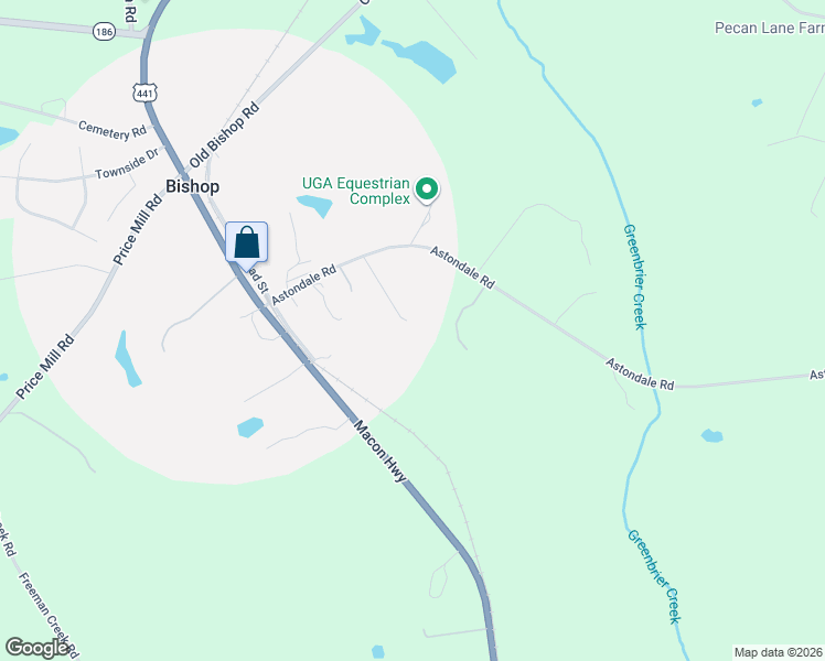 map of restaurants, bars, coffee shops, grocery stores, and more near 1822 Clover Lane in Bishop