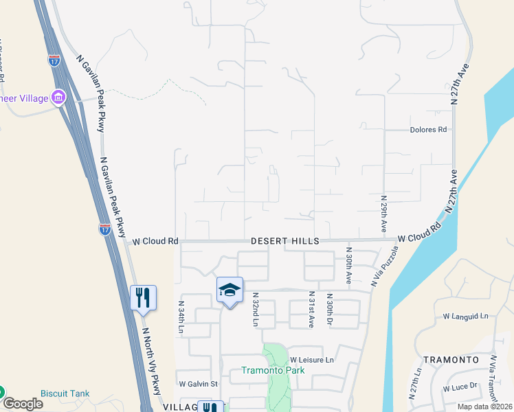 map of restaurants, bars, coffee shops, grocery stores, and more near 36319 North 33rd Avenue in Phoenix