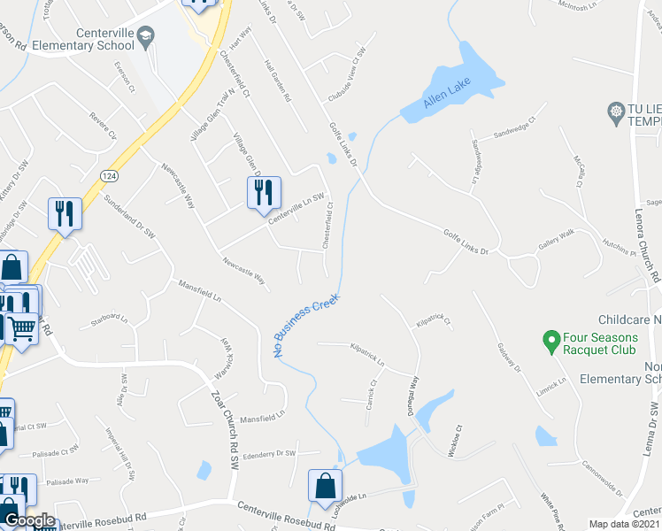 map of restaurants, bars, coffee shops, grocery stores, and more near 3432 Chesterfield Court in Snellville