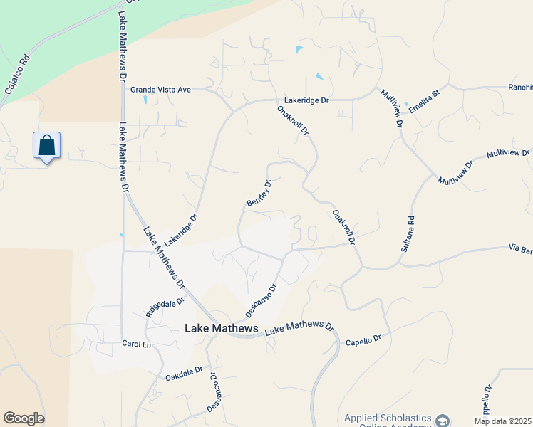 map of restaurants, bars, coffee shops, grocery stores, and more near 20976 Bentley Drive in Perris