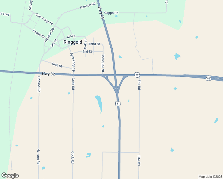 map of restaurants, bars, coffee shops, grocery stores, and more near 375 Fite Road in Ringgold