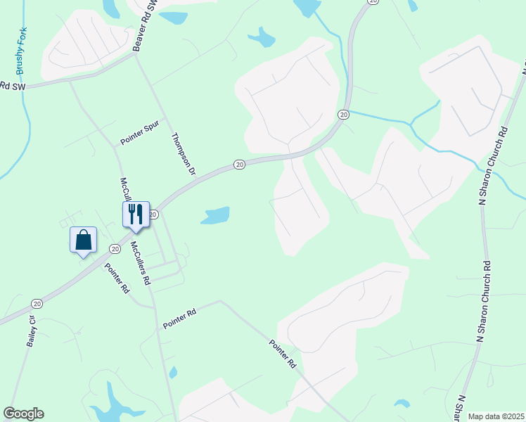 map of restaurants, bars, coffee shops, grocery stores, and more near 4655 Barnes Court in Loganville