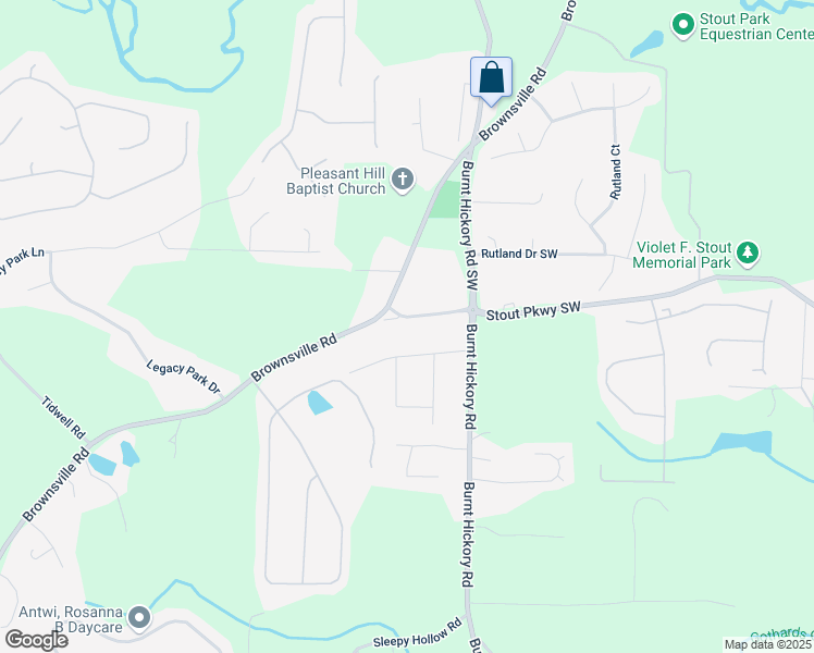 map of restaurants, bars, coffee shops, grocery stores, and more near 80 Brownsville Extension in Powder Springs