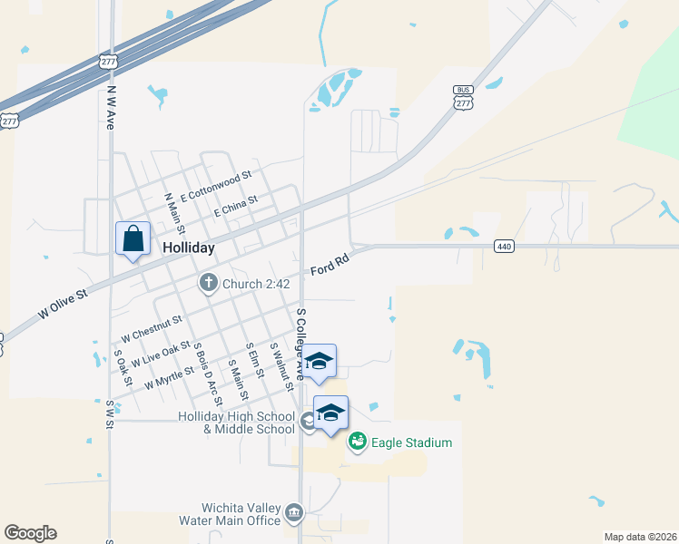 map of restaurants, bars, coffee shops, grocery stores, and more near 209 South College Avenue in Holliday