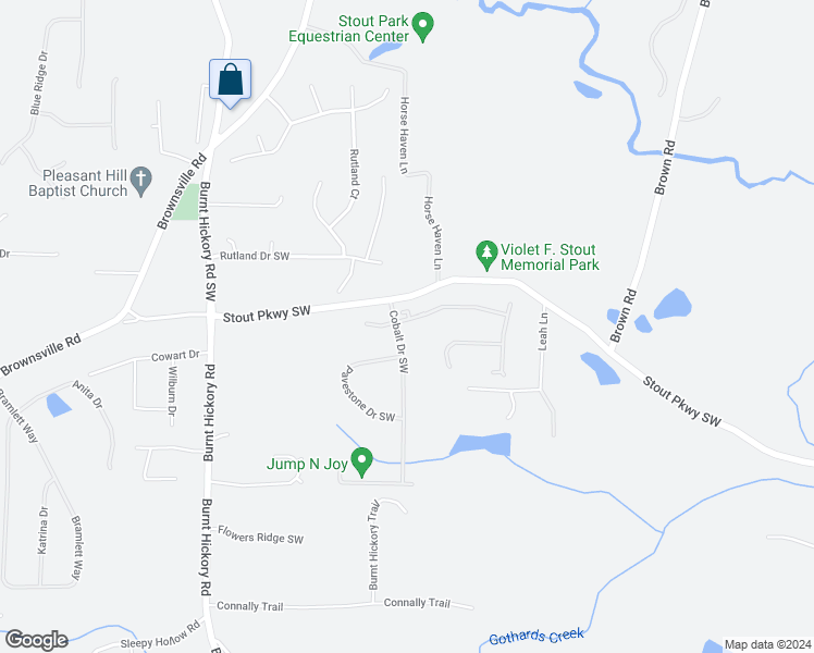 map of restaurants, bars, coffee shops, grocery stores, and more near 5809 Cobalt Drive Southwest in Powder Springs
