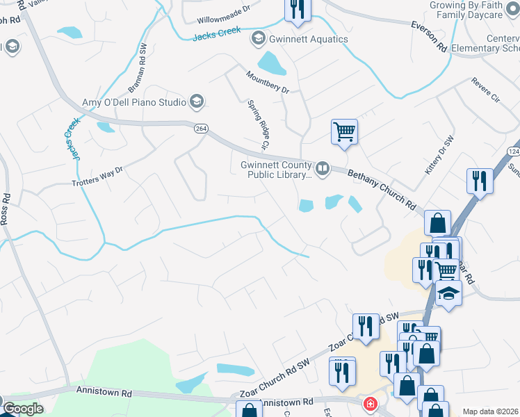 map of restaurants, bars, coffee shops, grocery stores, and more near 3993 Mc Kinley Drive Southwest in Snellville