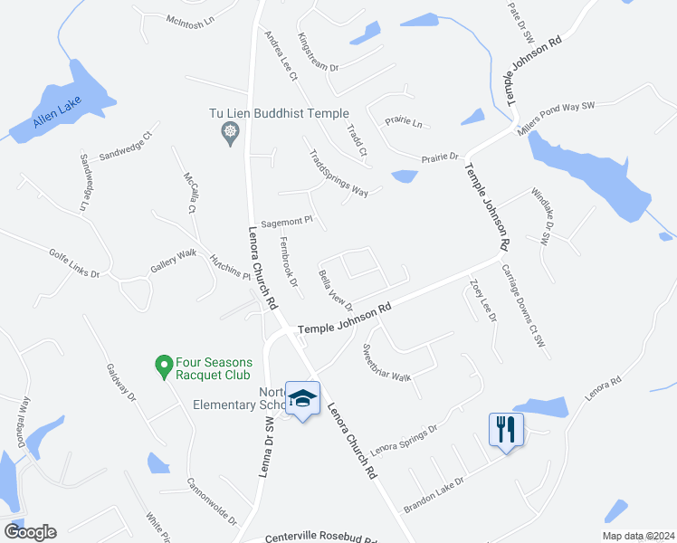 map of restaurants, bars, coffee shops, grocery stores, and more near 4104 Evelyn View Court in Snellville