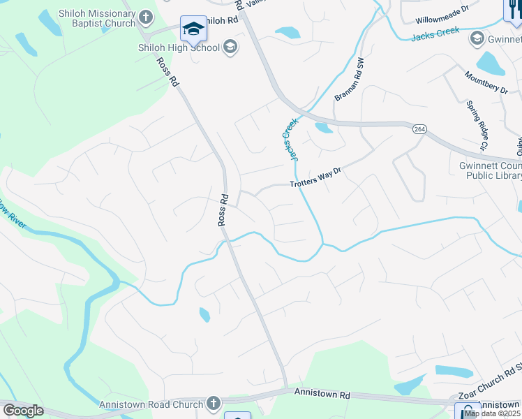 map of restaurants, bars, coffee shops, grocery stores, and more near 2849 Shiaway Trail in Snellville