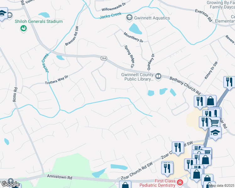 map of restaurants, bars, coffee shops, grocery stores, and more near 3012 Munson Court Southwest in Snellville