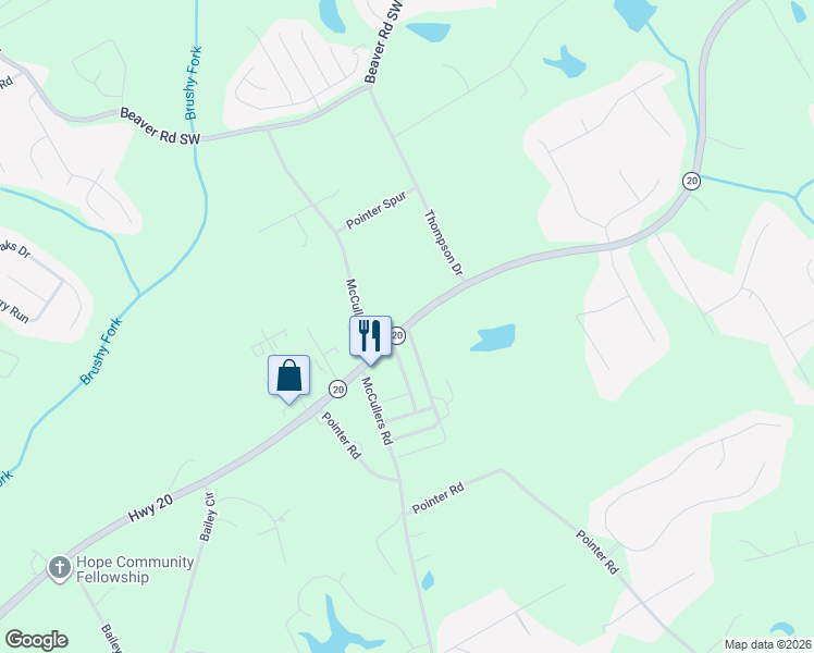map of restaurants, bars, coffee shops, grocery stores, and more near 3276 Georgia 20 in Loganville