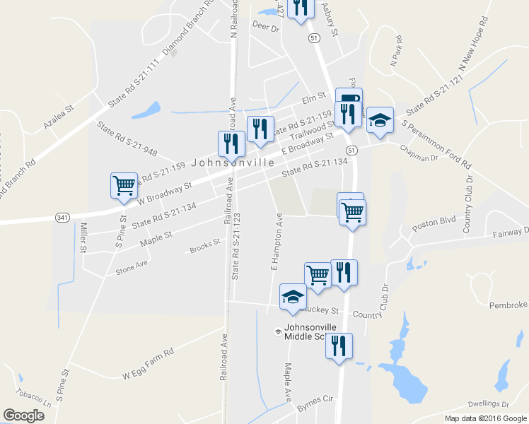 map of restaurants, bars, coffee shops, grocery stores, and more near 156 East Marion Street in Johnsonville