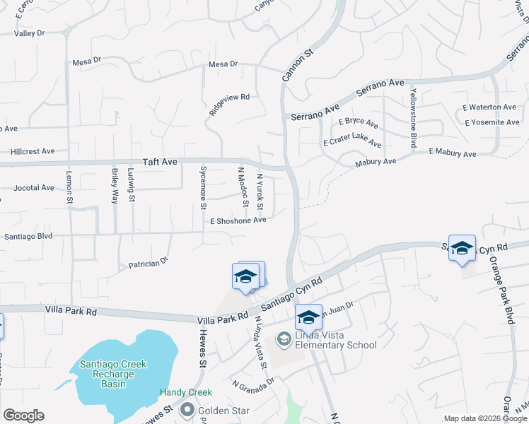 map of restaurants, bars, coffee shops, grocery stores, and more near 1681 North Chumash Street in Orange