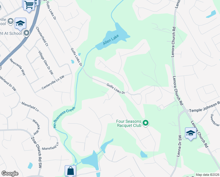 map of restaurants, bars, coffee shops, grocery stores, and more near 3565 Golfe Links Drive in Snellville
