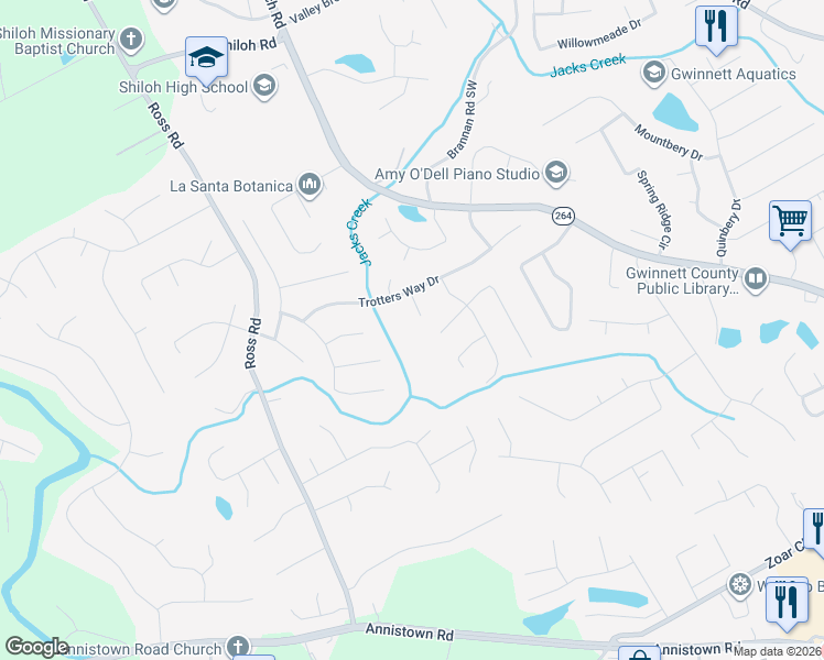 map of restaurants, bars, coffee shops, grocery stores, and more near 2915 Capot Court in Snellville