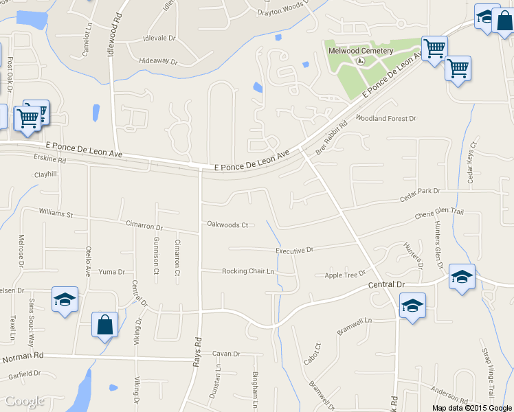 map of restaurants, bars, coffee shops, grocery stores, and more near 1241 Hambrick Ct in Stone Mountain