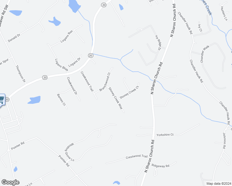 map of restaurants, bars, coffee shops, grocery stores, and more near 3591 Stoney Creek Way in Loganville