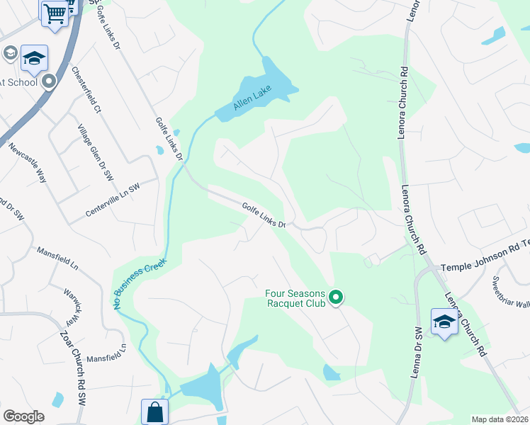 map of restaurants, bars, coffee shops, grocery stores, and more near 3590 Golfe Links Drive in Snellville