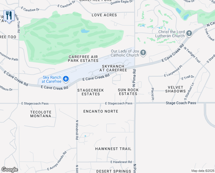 map of restaurants, bars, coffee shops, grocery stores, and more near 36353 North Wagon Wheel Court in Carefree