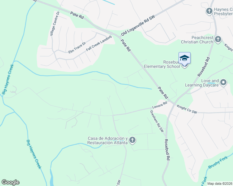 map of restaurants, bars, coffee shops, grocery stores, and more near Anthony Creek Drive in Gwinnett County