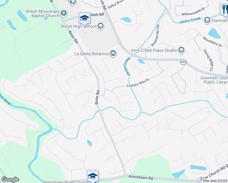 map of restaurants, bars, coffee shops, grocery stores, and more near 4312 Trotters Way Drive in Snellville