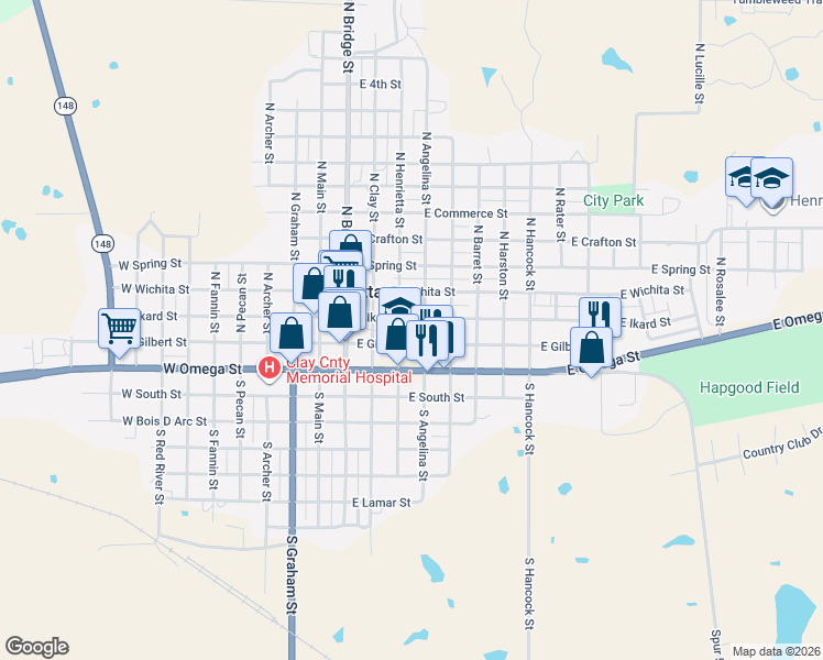 map of restaurants, bars, coffee shops, grocery stores, and more near 308 East Gilbert Street in Henrietta