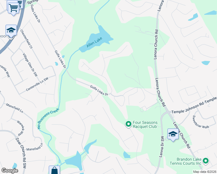 map of restaurants, bars, coffee shops, grocery stores, and more near 3690 Golfe Links Drive in Snellville