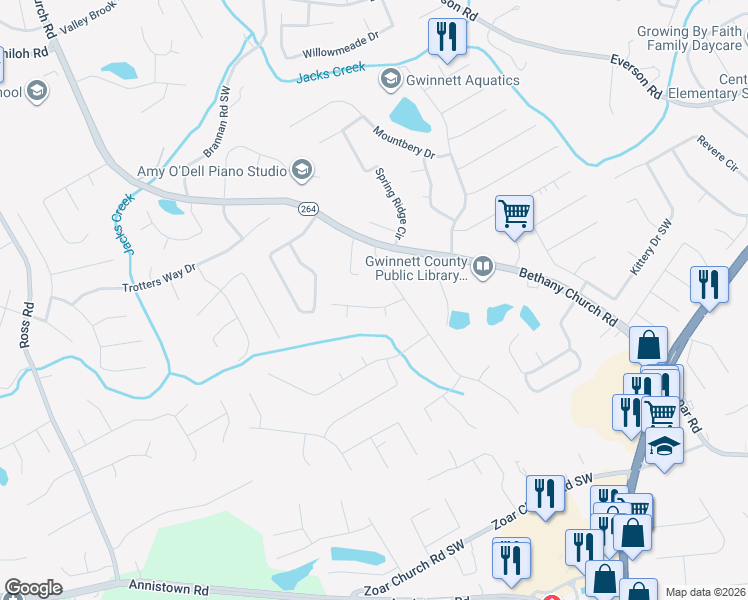 map of restaurants, bars, coffee shops, grocery stores, and more near 3993 Mc Kinley Drive Southwest in Snellville