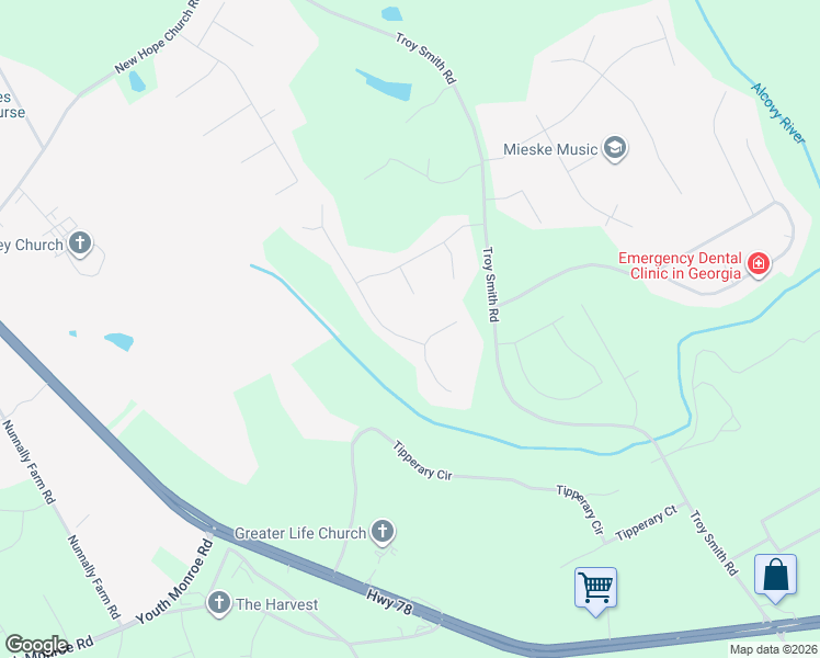 map of restaurants, bars, coffee shops, grocery stores, and more near 2777 Oakmont Way in Monroe