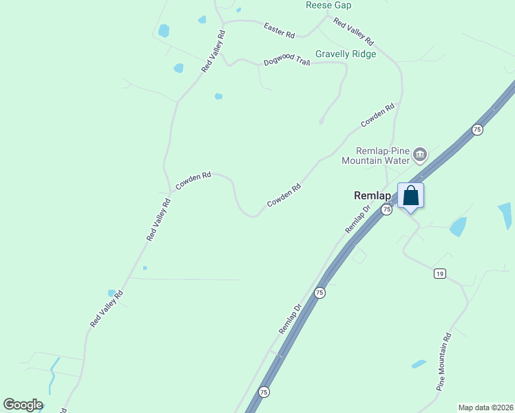 map of restaurants, bars, coffee shops, grocery stores, and more near 512 Cowden Road in Remlap