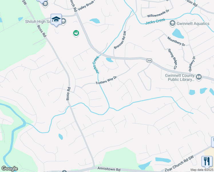 map of restaurants, bars, coffee shops, grocery stores, and more near 2905 Capot Court in Snellville
