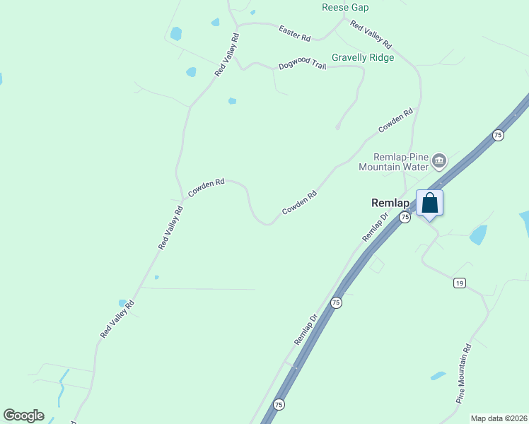 map of restaurants, bars, coffee shops, grocery stores, and more near 512 Cowden Road in Remlap