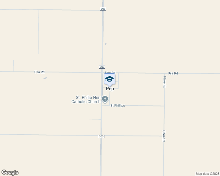 map of restaurants, bars, coffee shops, grocery stores, and more near Pep Road in Pep