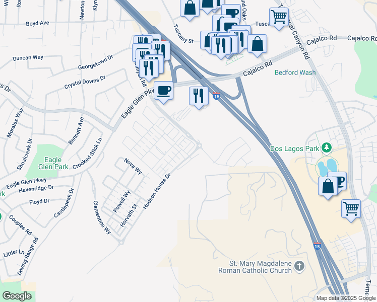 map of restaurants, bars, coffee shops, grocery stores, and more near in Corona