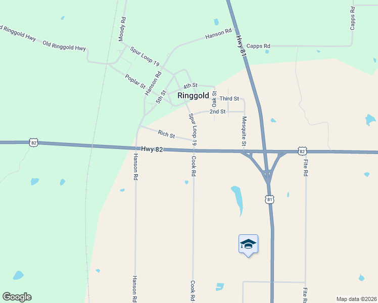 map of restaurants, bars, coffee shops, grocery stores, and more near in Ringgold