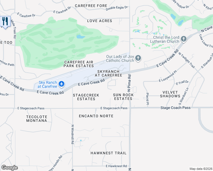 map of restaurants, bars, coffee shops, grocery stores, and more near 36353 North Wagon Wheel Court in Carefree