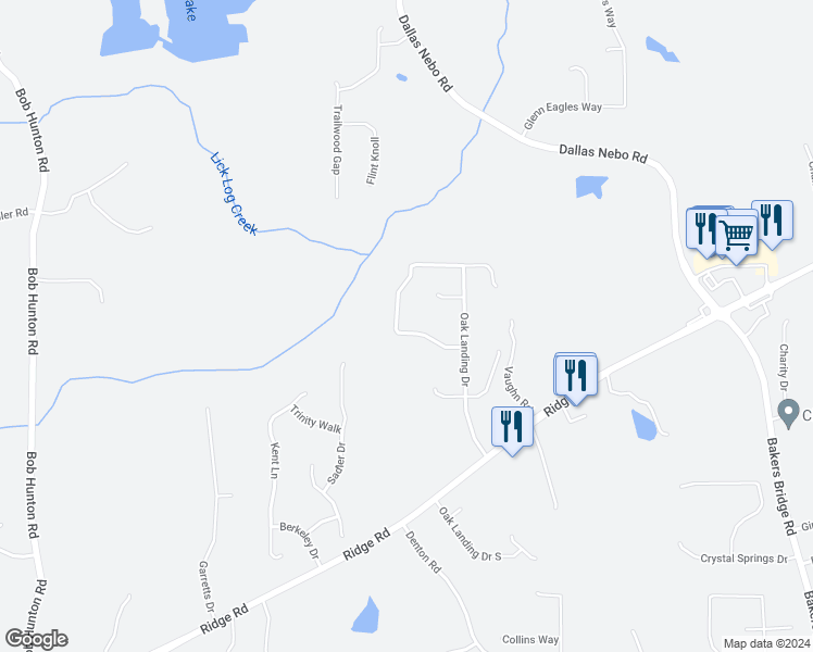map of restaurants, bars, coffee shops, grocery stores, and more near 146 Oak Landing Circle in Douglasville
