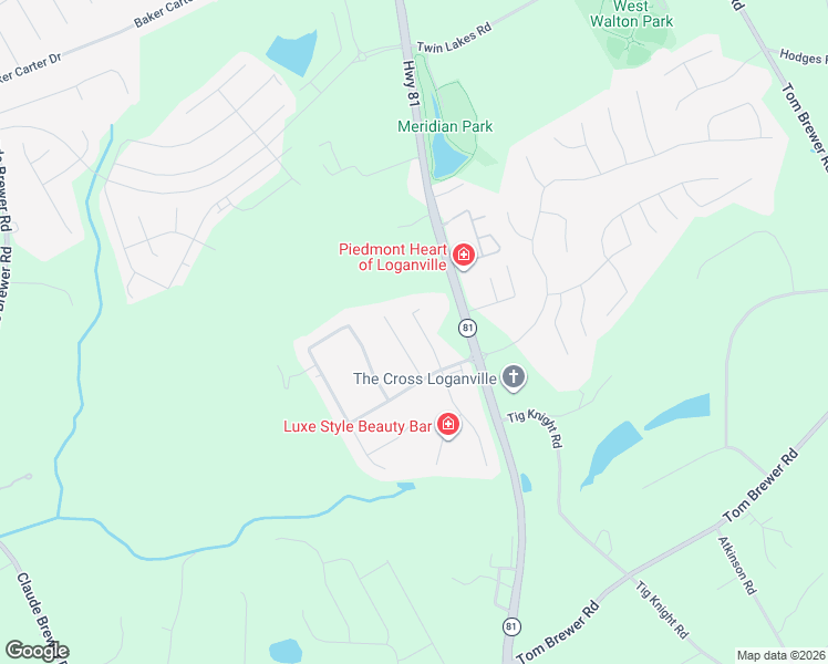 map of restaurants, bars, coffee shops, grocery stores, and more near 311 Brittney Cove in Loganville